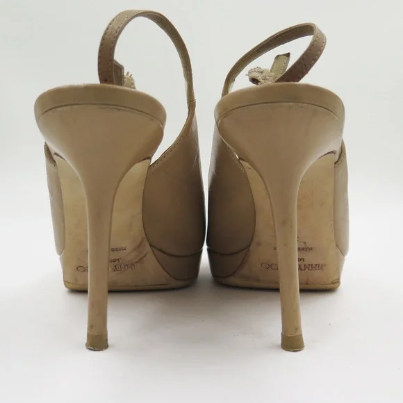 JIMMY CHOO NOVA SLINGBACK PLATFORM PUMPS NUDE SIZE 38 - Picture 3 of 6